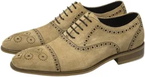 Men's Oxford Shoes Wedding Shoes Casual Shoes Lace-Up Suede Upper Round Toe Brogue Design Adhesion Technology Cushioning Shock Absorption