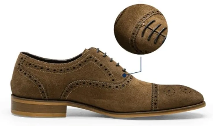 Men's Oxford Shoes Wedding Shoes Casual Shoes Lace-Up Suede Upper Round Toe Brogue Design Adhesion Technology Cushioning Shock Absorption