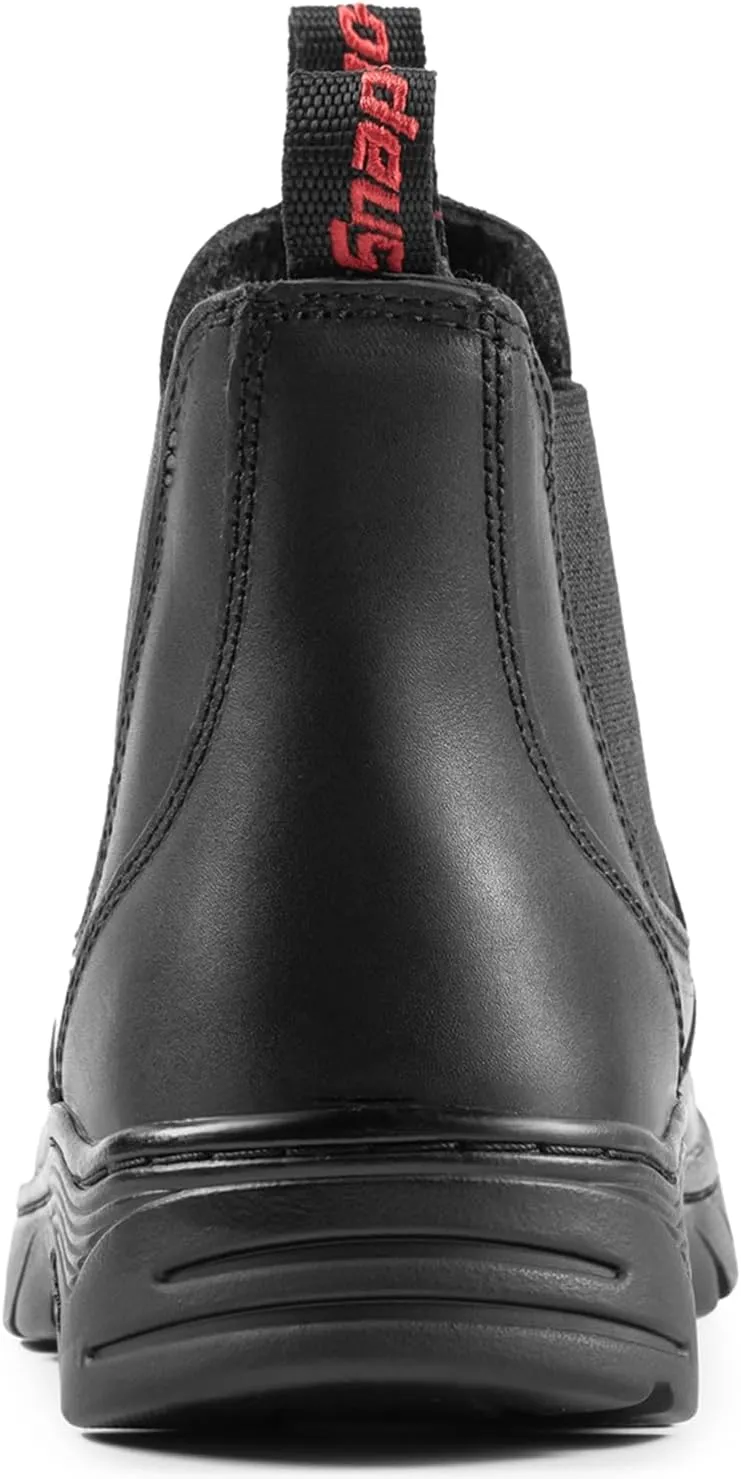 Men's Slip On Chlesea Work Boots for Men, Full Grain Leather,Slip-resistant Rubber Sole 3485ST-3485NST