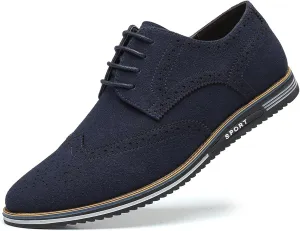 Men's Suede Lace Up Brogue Oxford Shoes,Flats Wing Tips Business Dress Shoe Classic Retro Comfortable Casual Shoe