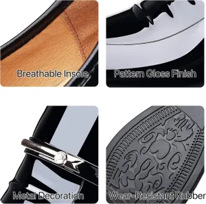 Men's Tuxedo Dress Shoes Classic Faux Patent Leather Formal Oxfords Business Wedding Shoe for Men Cap Toe Wingtip Black