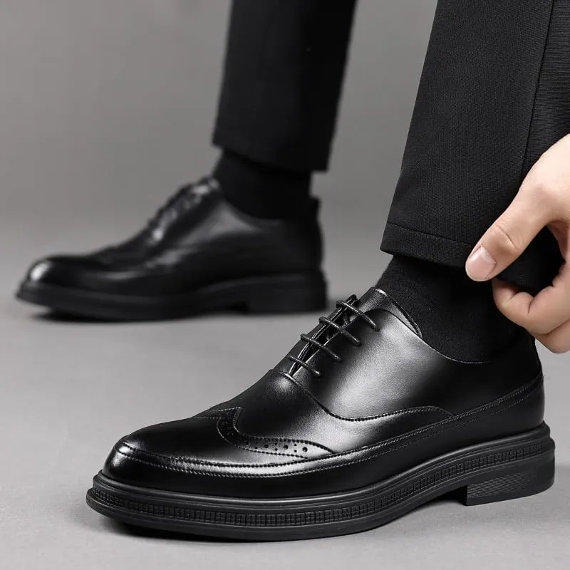 Men's Tuxedo Dress Shoes Men Breathable Leather Wingtip Brogue Oxfords