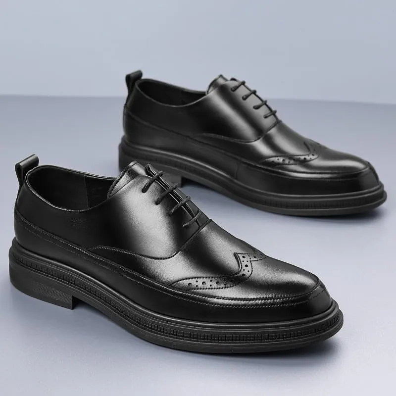 Men's Tuxedo Dress Shoes Men Breathable Leather Wingtip Brogue Oxfords