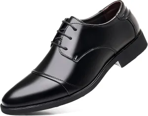 Men's Vintage Cap Toe Dress Shoes Classic Formal Oxford Soft Leather Shoes Business Derby for Men