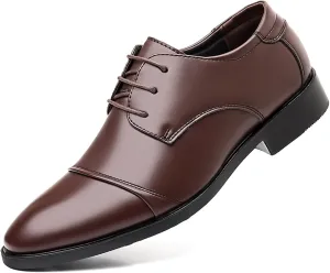 Men's Vintage Cap Toe Dress Shoes Classic Formal Oxford Soft Leather Shoes Business Derby for Men