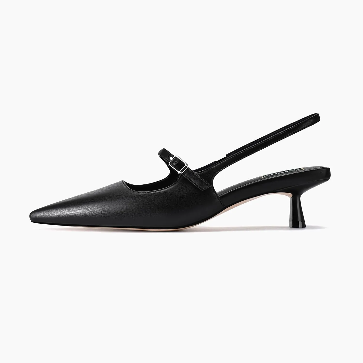 MIRAAZZURRA Slingback Kitten Heels Pumps Pointed Toe Low Heel Slip On Dress Shoes with Buckle Strap for Dating Party Working
