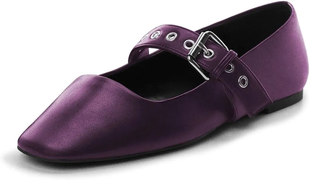 miss left Women Adorable Closed Square Toe Mary Jane Flats Buckle Straps Low Heel Pumps Comfort Ballroom Party Dress Shoes Size 4-16 US
