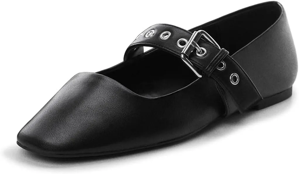 miss left Women Adorable Closed Square Toe Mary Jane Flats Buckle Straps Low Heel Pumps Comfort Ballroom Party Dress Shoes Size 4-16 US