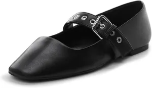 miss left Women Adorable Closed Square Toe Mary Jane Flats Buckle Straps Low Heel Pumps Comfort Ballroom Party Dress Shoes Size 4-16 US