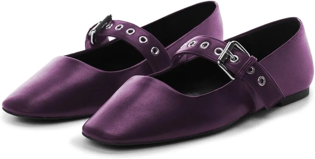 miss left Women Adorable Closed Square Toe Mary Jane Flats Buckle Straps Low Heel Pumps Comfort Ballroom Party Dress Shoes Size 4-16 US