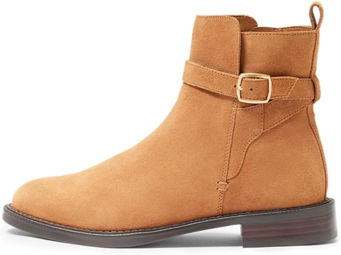 miss left Women Classic Cross Strappy Ankle Boots Closed Round Toe Side Zipper Flat Short Booties Trendy Winter Daily Wear Shoes Size 4-16 US