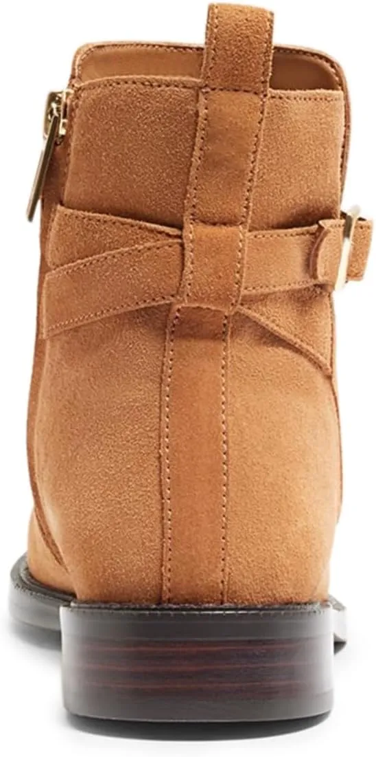 miss left Women Classic Cross Strappy Ankle Boots Closed Round Toe Side Zipper Flat Short Booties Trendy Winter Daily Wear Shoes Size 4-16 US