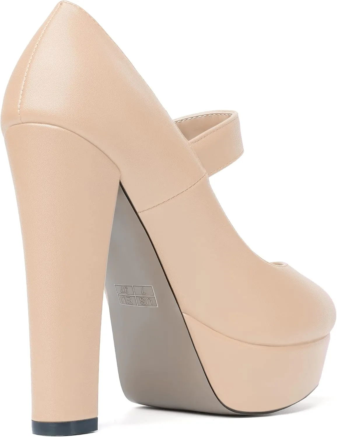 MODENCOCO Womens Ankle Strap Buckle Round Toe Matte Sexy Platform Mary Jane Wedding Party Block High Heel Pumps Dress Shoes 5 Inch