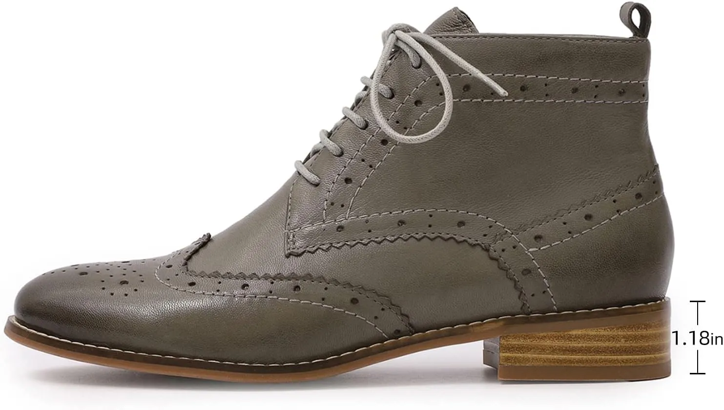 Mona flying Women's Comfort Leather Lace-up Oxfords Brogue Boots Ankle High Fashion Tie up Booties Low Heel Combat Boots
