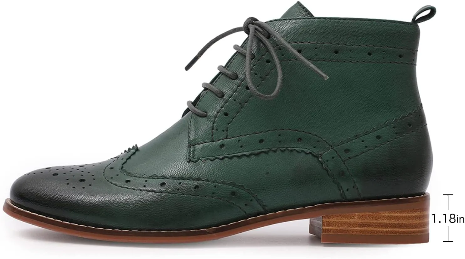 Mona flying Women's Comfort Leather Lace-up Oxfords Brogue Boots Ankle High Fashion Tie up Booties Low Heel Combat Boots