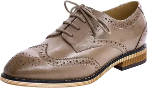 Mona flying Women's Comfortable Multicolored Wingtip Oxfords Brogue Lace-up Leather Shoes for Womens Ladies