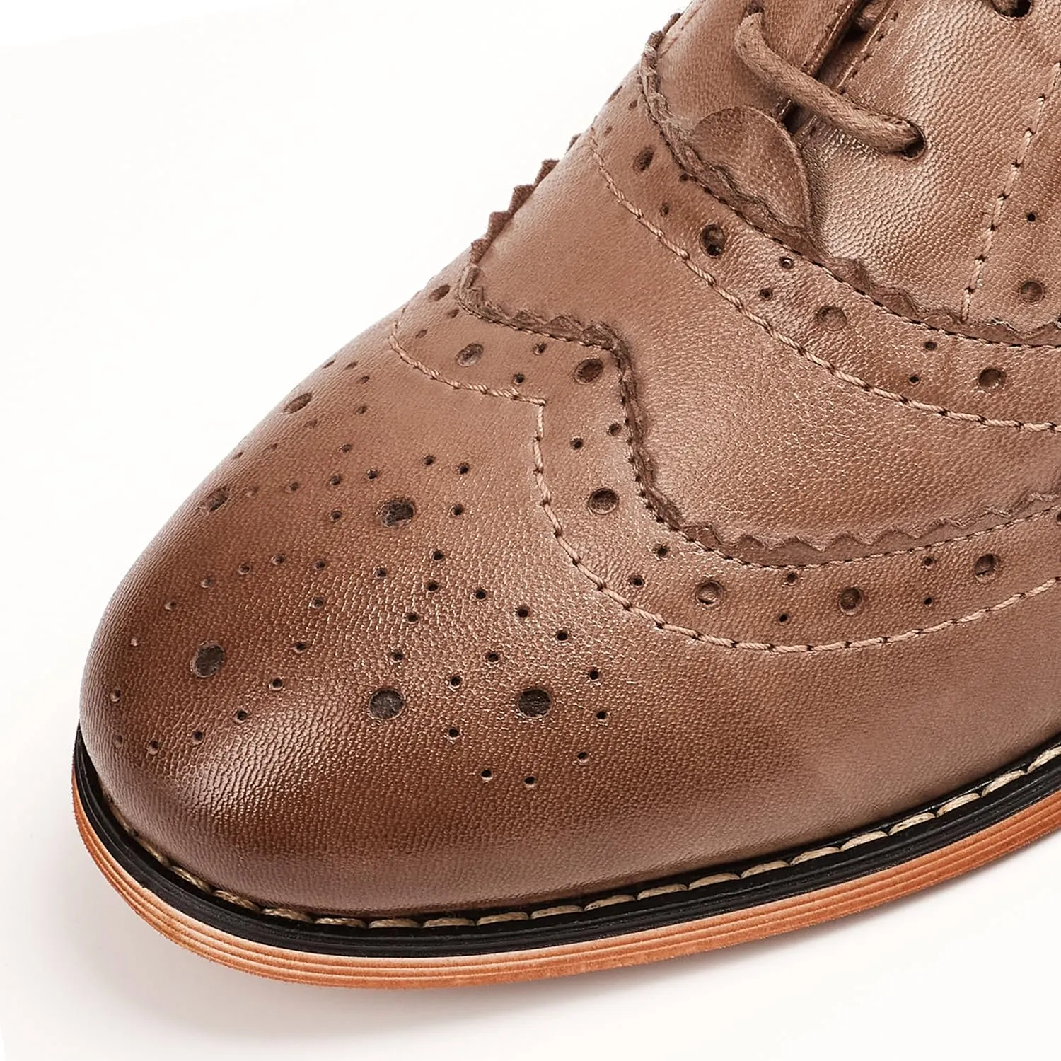 Mona flying Womens Handcrafted Comfy Wingtip Oxfords Brogue Ladies Lace up Leather Shoes