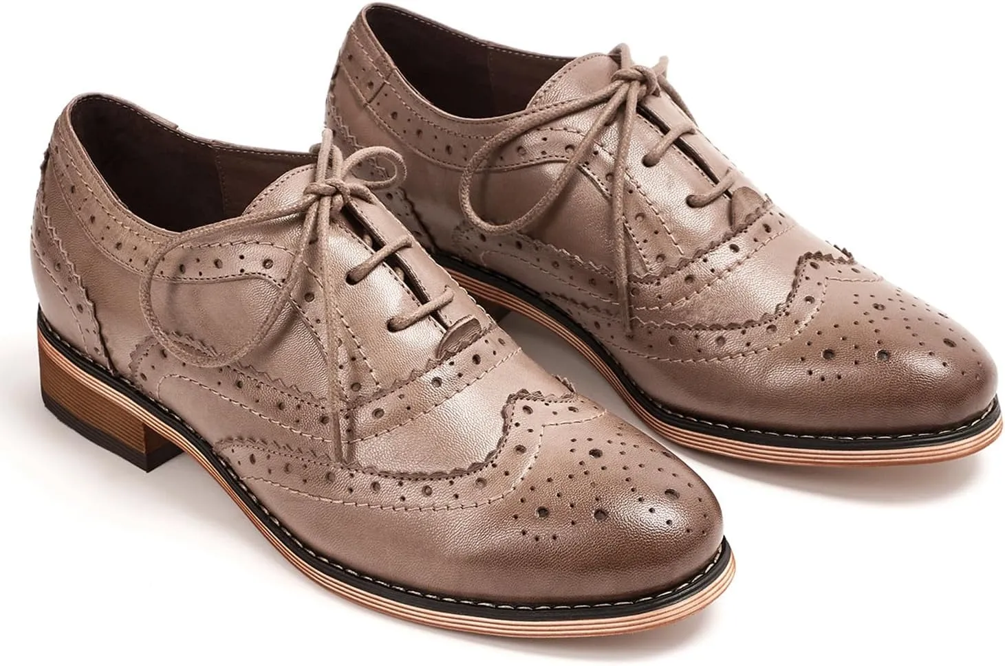 Mona flying Womens Handcrafted Comfy Wingtip Oxfords Brogue Ladies Lace up Leather Shoes