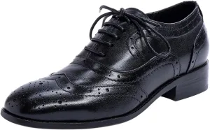 Mona flying Women's Leather Perforated Lace-up Oxfords Brogue Wingtip Derby Shoes for Ladies