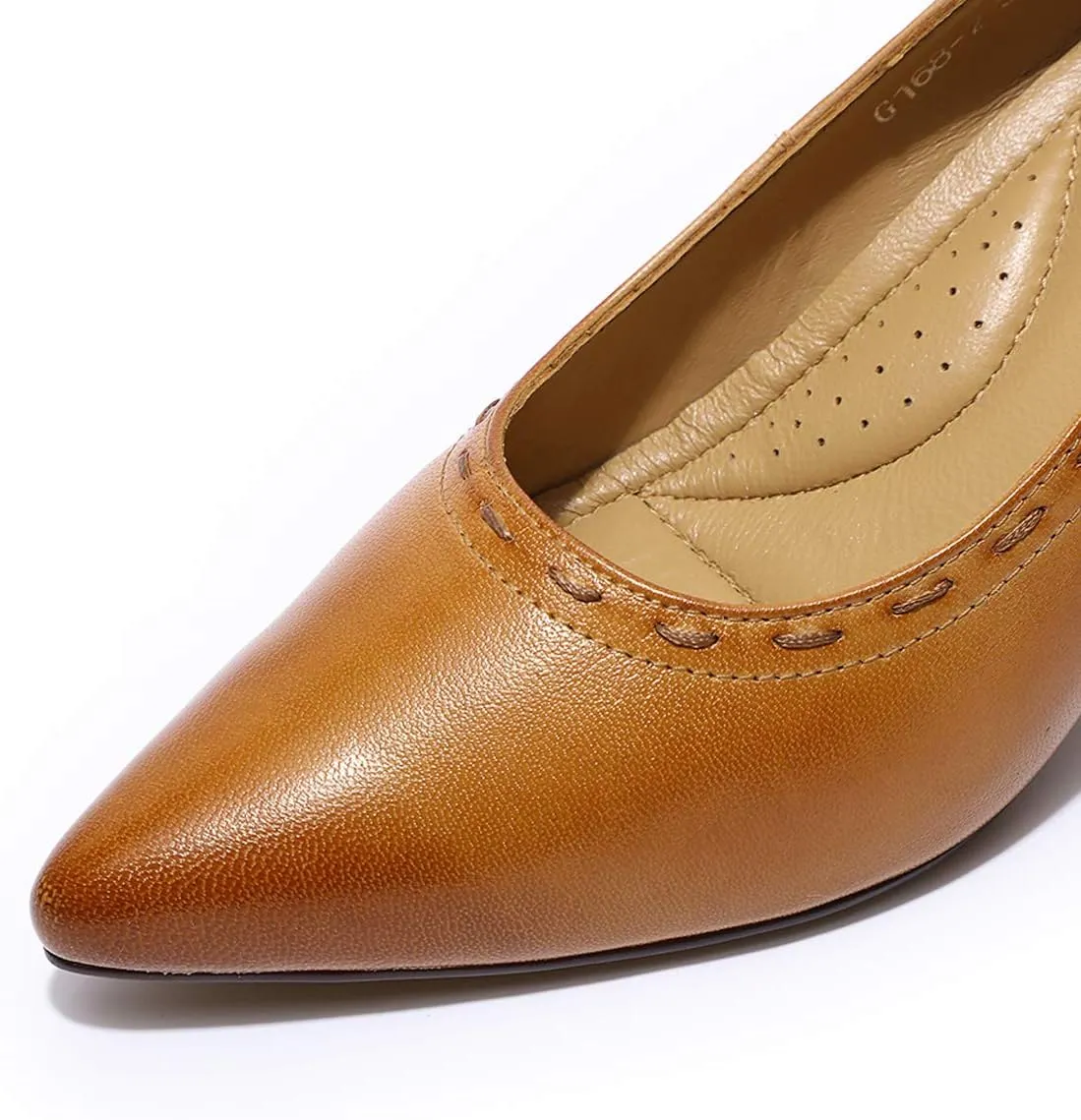 Mona flying Women's Leather Pointed Toe Dress Pumps Comfort High Heels Office Work Shoes for Ladies
