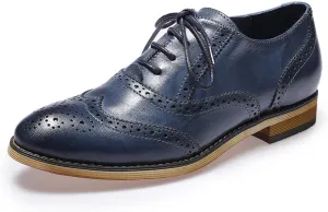 Mona flying Womens Vintage Wingtip Oxfords Ladies Lace up Leather Shoes