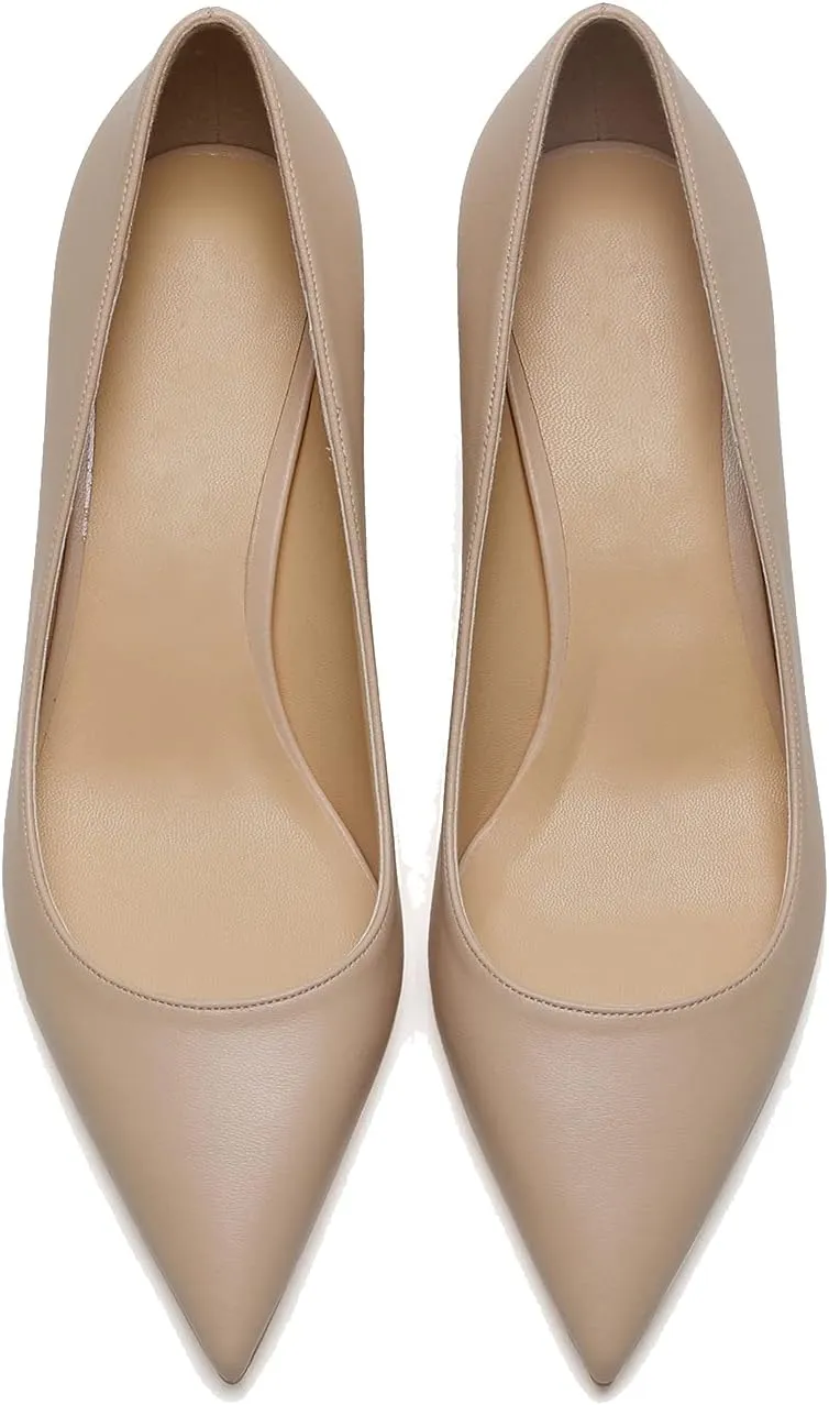 MOOMMO Kitten Heel Pumps Pointed Toe Satin Slip On 2 Inch Mid Heel Dress Shoes Classic Work Pumps for Office Ladies Wedding Bridal Party 4-13 M US
