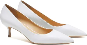 MOOMMO Kitten Heel Pumps Pointed Toe Satin Slip On 2 Inch Mid Heel Dress Shoes Classic Work Pumps for Office Ladies Wedding Bridal Party 4-13 M US