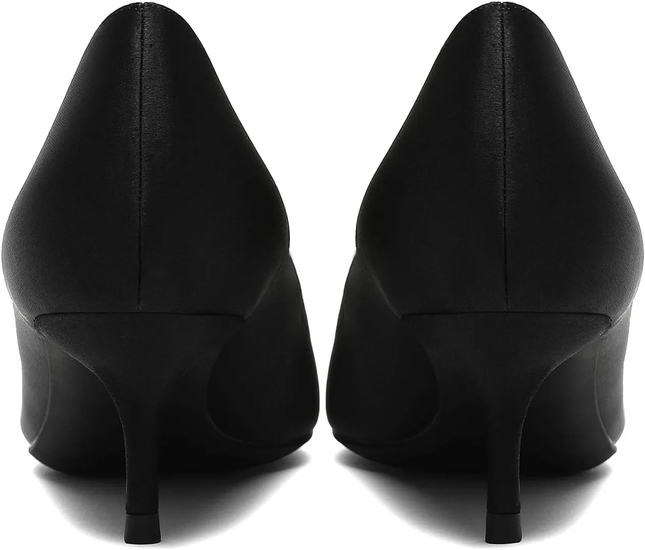 MOOMMO Kitten Heel Pumps Pointed Toe Satin Slip On 2 Inch Mid Heel Dress Shoes Classic Work Pumps for Office Ladies Wedding Bridal Party 4-13 M US