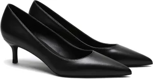 MOOMMO Kitten Heel Pumps Pointed Toe Satin Slip On 2 Inch Mid Heel Dress Shoes Classic Work Pumps for Office Ladies Wedding Bridal Party 4-13 M US