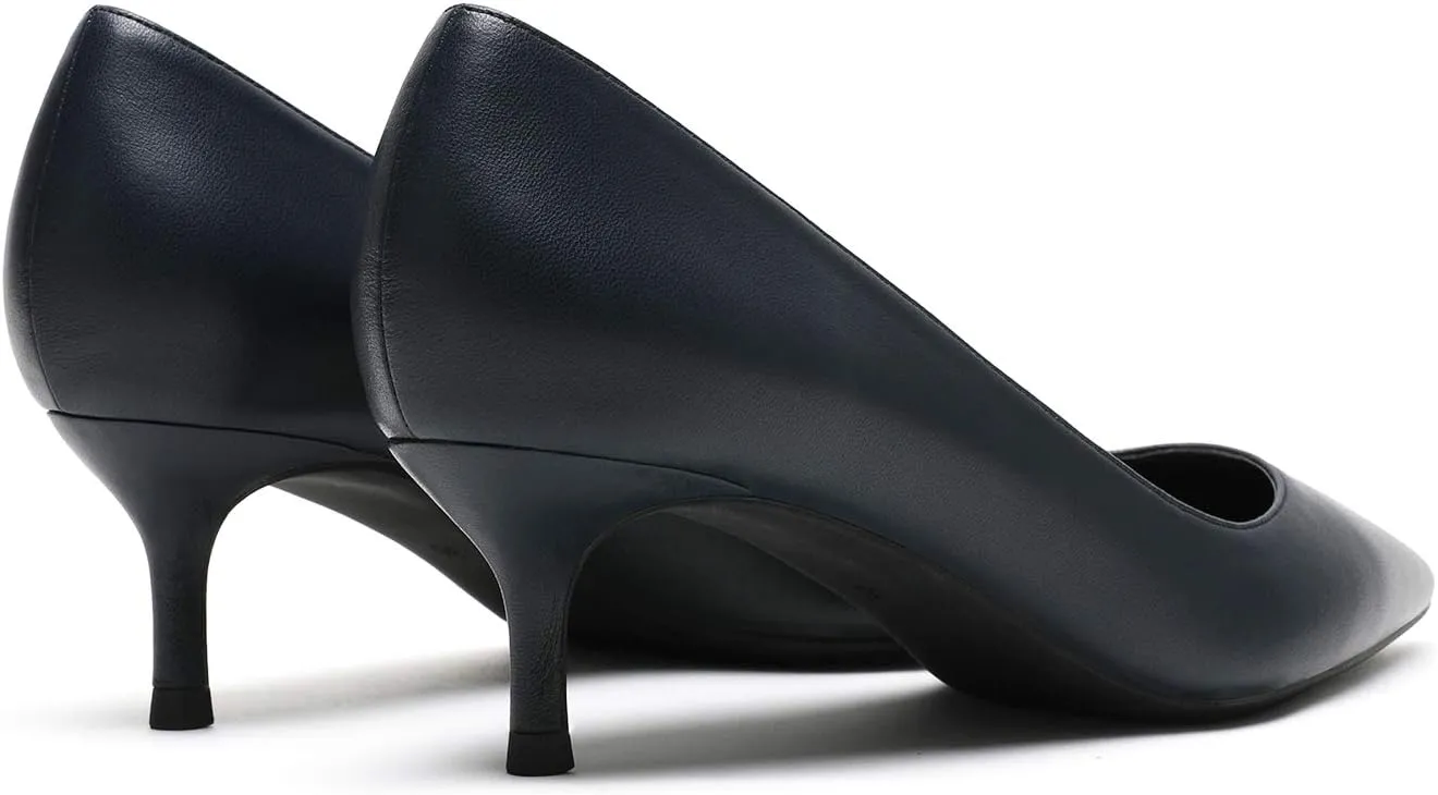 MOOMMO Kitten Heel Pumps Pointed Toe Satin Slip On 2 Inch Mid Heel Dress Shoes Classic Work Pumps for Office Ladies Wedding Bridal Party 4-13 M US