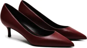 MOOMMO Kitten Heel Pumps Pointed Toe Satin Slip On 2 Inch Mid Heel Dress Shoes Classic Work Pumps for Office Ladies Wedding Bridal Party 4-13 M US