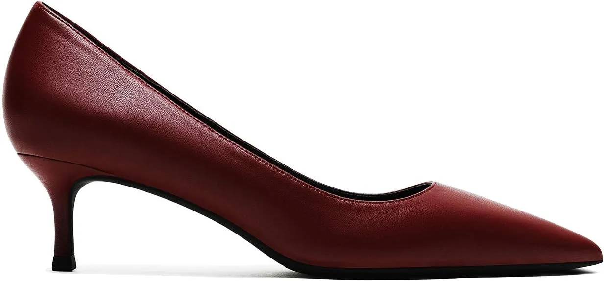 MOOMMO Kitten Heel Pumps Pointed Toe Satin Slip On 2 Inch Mid Heel Dress Shoes Classic Work Pumps for Office Ladies Wedding Bridal Party 4-13 M US