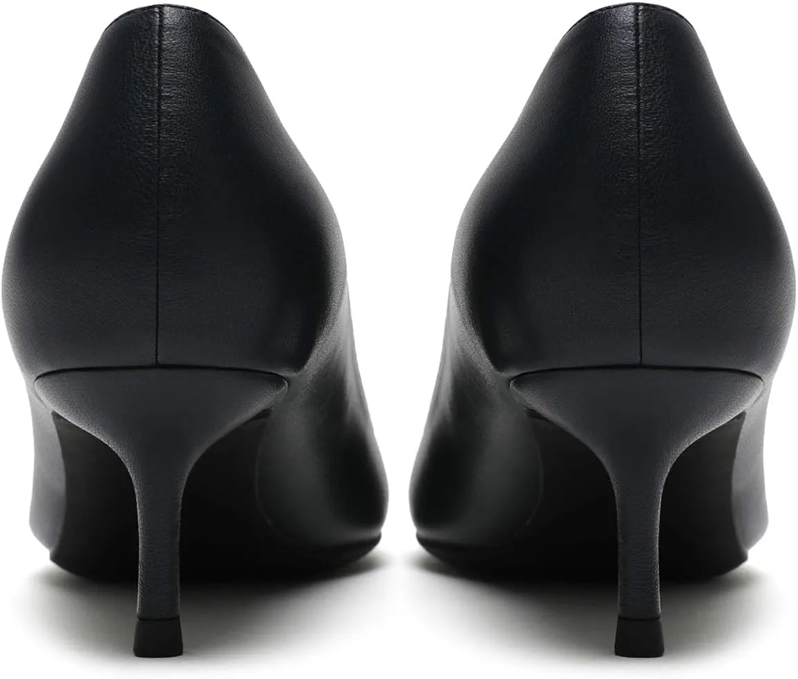MOOMMO Kitten Heel Pumps Pointed Toe Satin Slip On 2 Inch Mid Heel Dress Shoes Classic Work Pumps for Office Ladies Wedding Bridal Party 4-13 M US