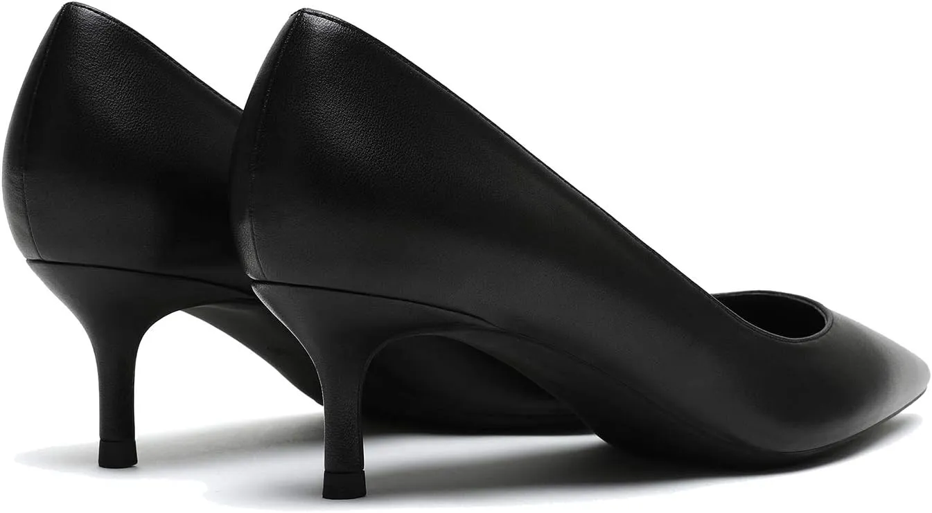 MOOMMO Kitten Heel Pumps Pointed Toe Satin Slip On 2 Inch Mid Heel Dress Shoes Classic Work Pumps for Office Ladies Wedding Bridal Party 4-13 M US