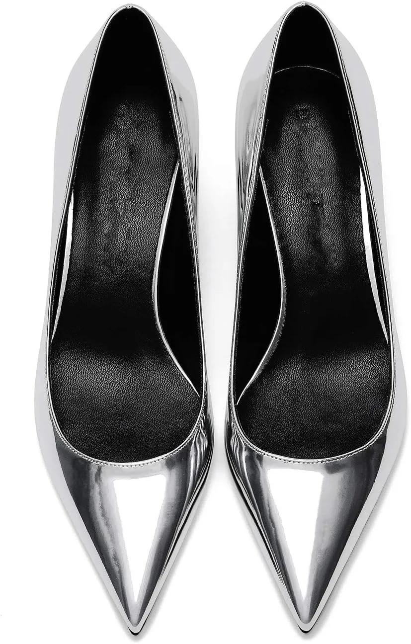 MOOMMO Kitten Heel Pumps Pointed Toe Satin Slip On 2 Inch Mid Heel Dress Shoes Classic Work Pumps for Office Ladies Wedding Bridal Party 4-13 M US