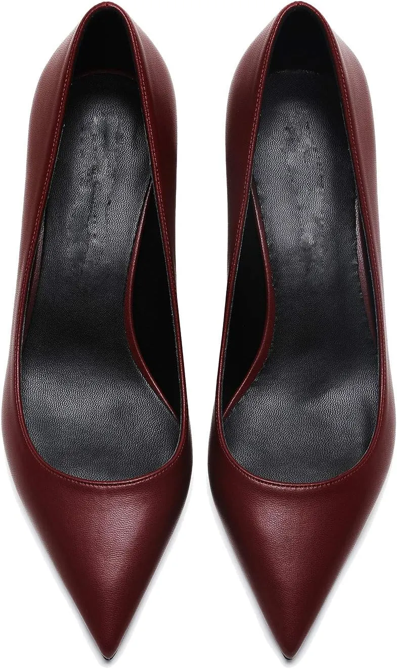 MOOMMO Kitten Heel Pumps Pointed Toe Satin Slip On 2 Inch Mid Heel Dress Shoes Classic Work Pumps for Office Ladies Wedding Bridal Party 4-13 M US