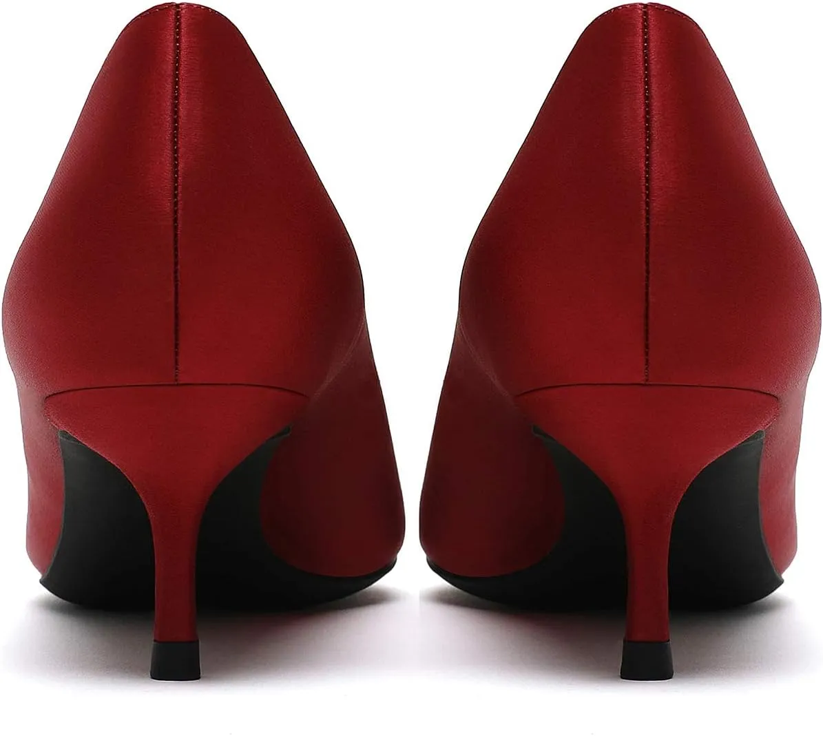 MOOMMO Kitten Heel Pumps Pointed Toe Satin Slip On 2 Inch Mid Heel Dress Shoes Classic Work Pumps for Office Ladies Wedding Bridal Party 4-13 M US