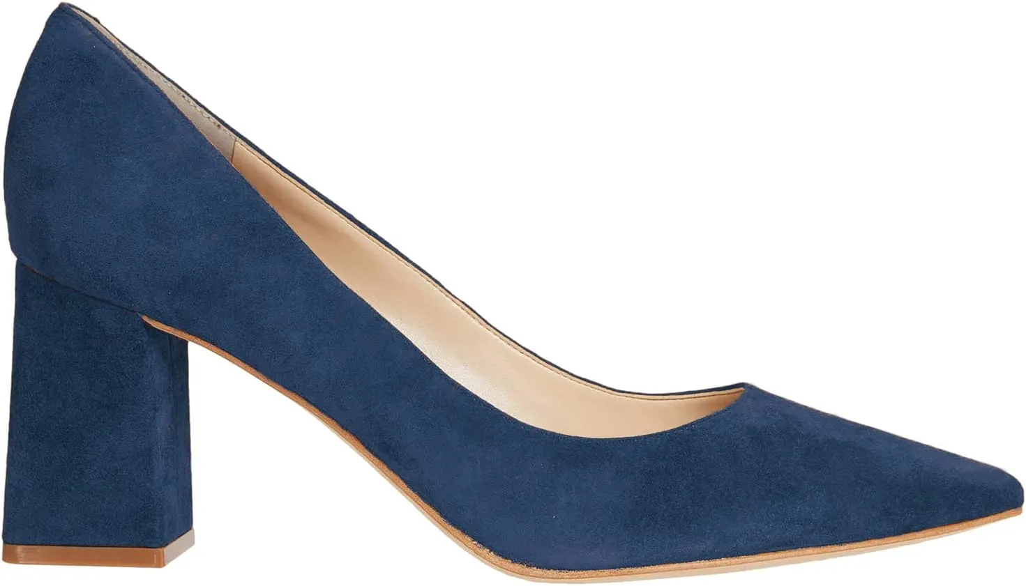 MOOMMO Women Chunky Heel Suede Pumps Pointed Toe Block Heel Dress Shoes Comfortable Slip On 3 Inch High Heels Pointy Closed Toe Work Pumps Office Ladies Classic Wedding Party 4-11 M US