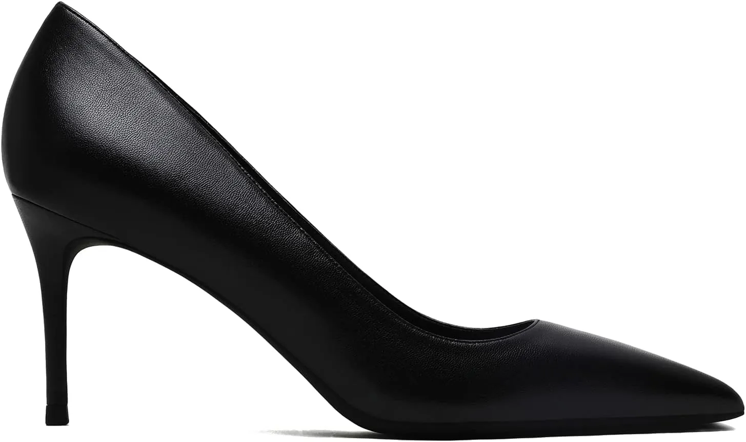 MOOMMO Women Classic High Heels Pumps Shoes Pointed Toe Slip On Satin Heels Stiletto Dress Shoes Pointed Closed Toe 3" Kitten Heel Sandals Office Ladies Bridal Wedding Party Formal Basic 4-13 M US