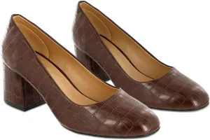 MOOMMO Women's Classic Chunky Block Heel Suede Pumps Round Closed Toe Slip On 2" Low Thick Heels Dress Shoes Matte Patent Leather Spring Fashion Office Work Pump Basic Shoe Elegant Wedding 4-11 M US