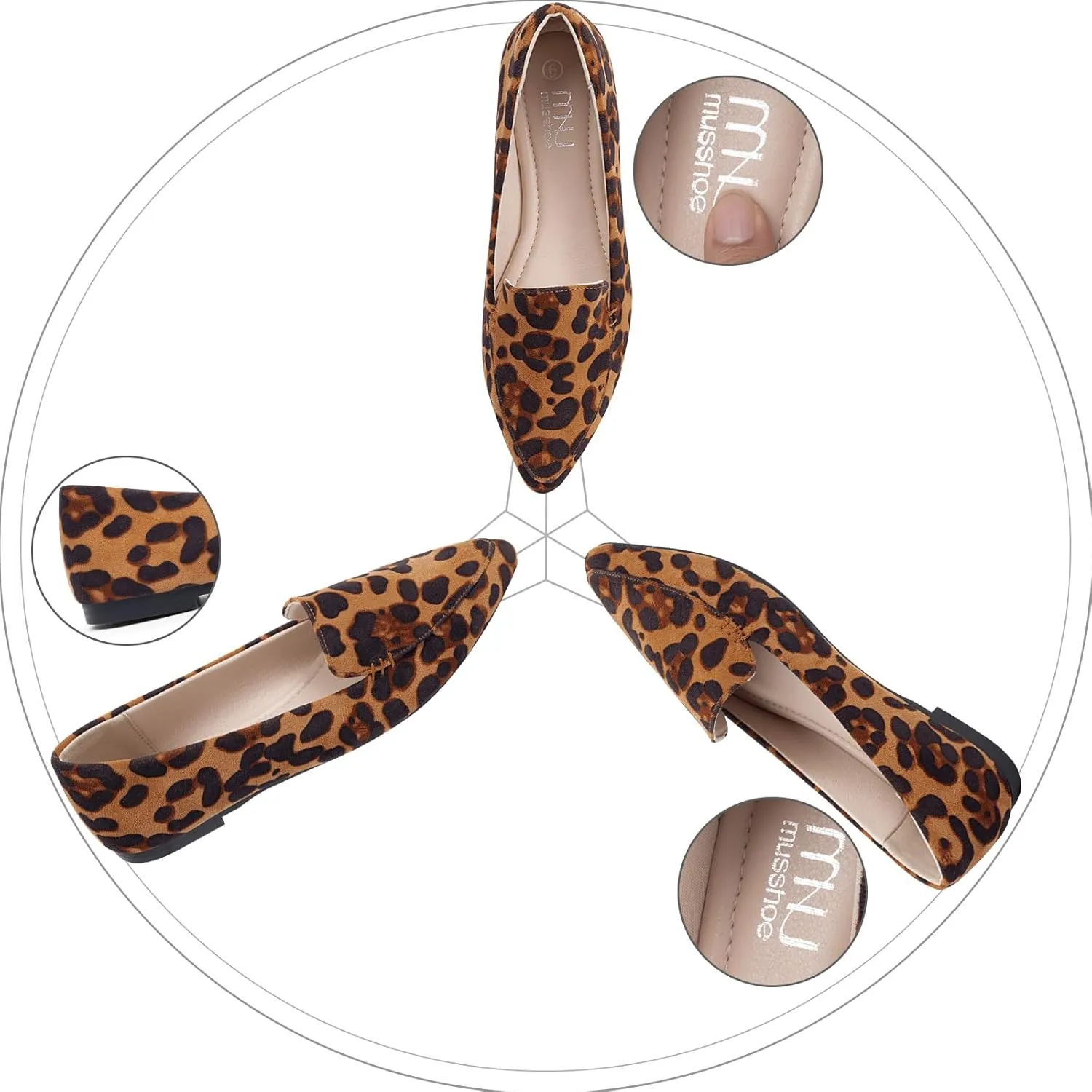 MUSSHOE Loafers for Women Comfortable Pointed Toe Memory Foam Women's Loafers