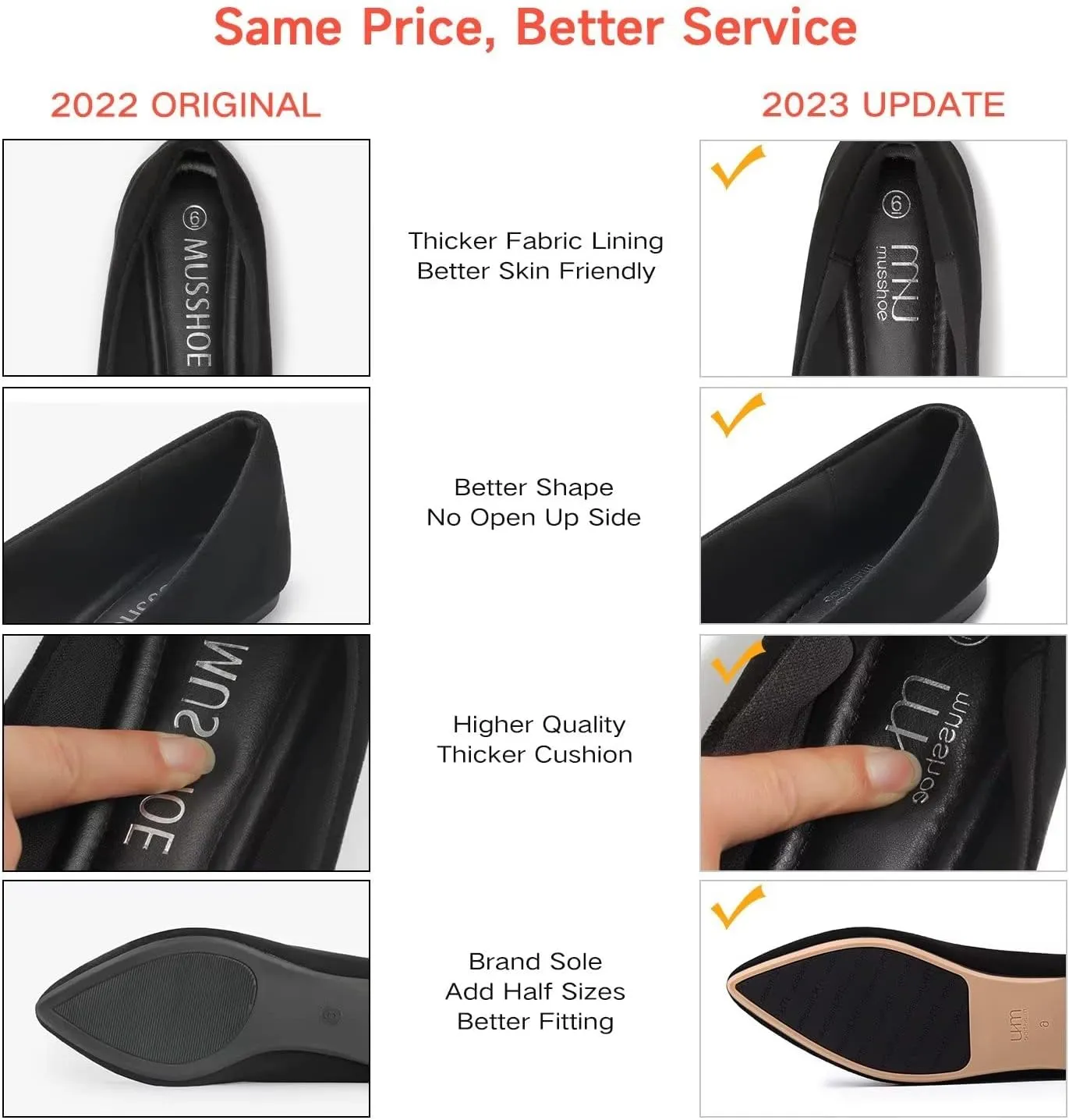 MUSSHOE Loafers for Women Comfortable Pointed Toe Memory Foam Women's Loafers