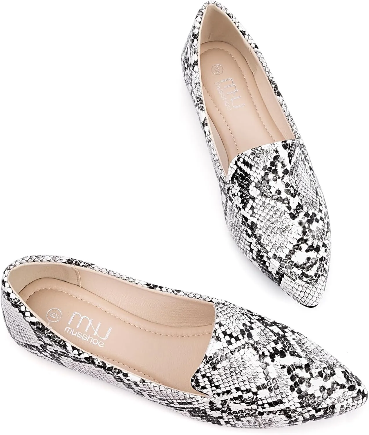 MUSSHOE Loafers for Women Comfortable Pointed Toe Memory Foam Women's Loafers