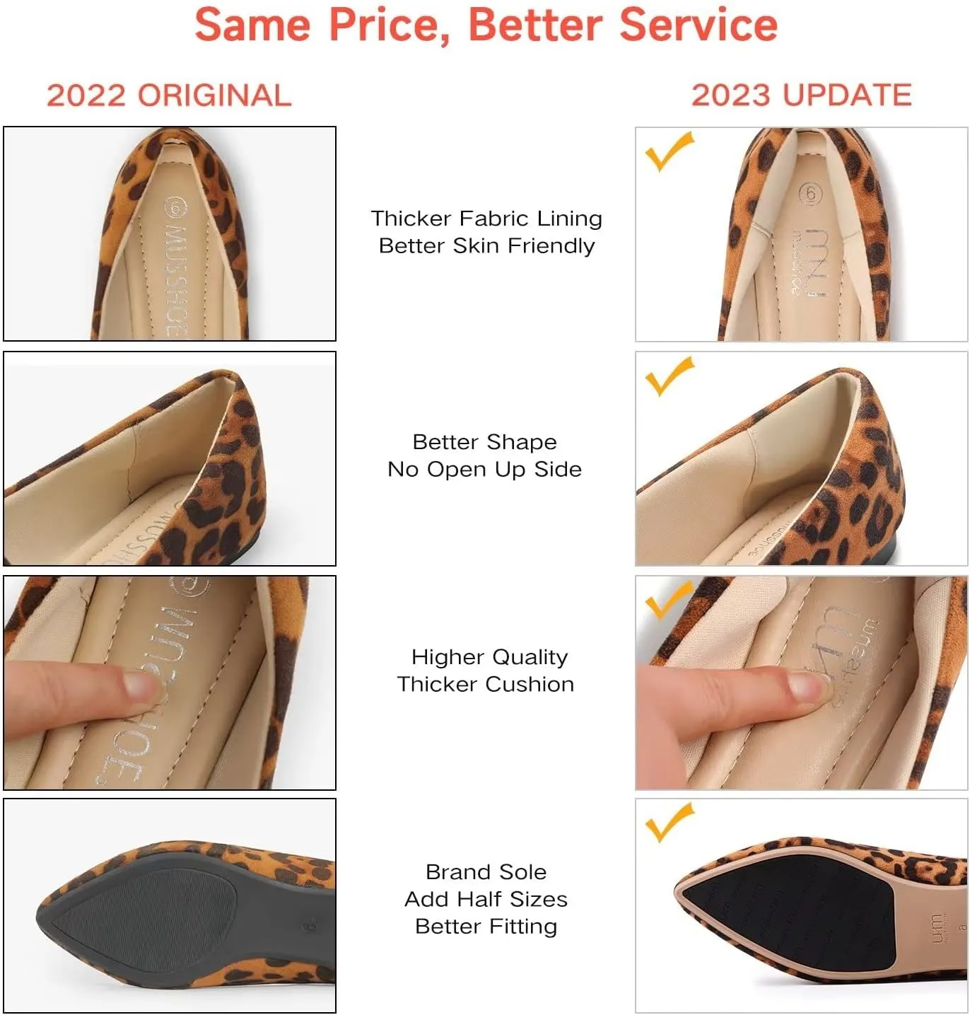 MUSSHOE Loafers for Women Comfortable Pointed Toe Memory Foam Women's Loafers