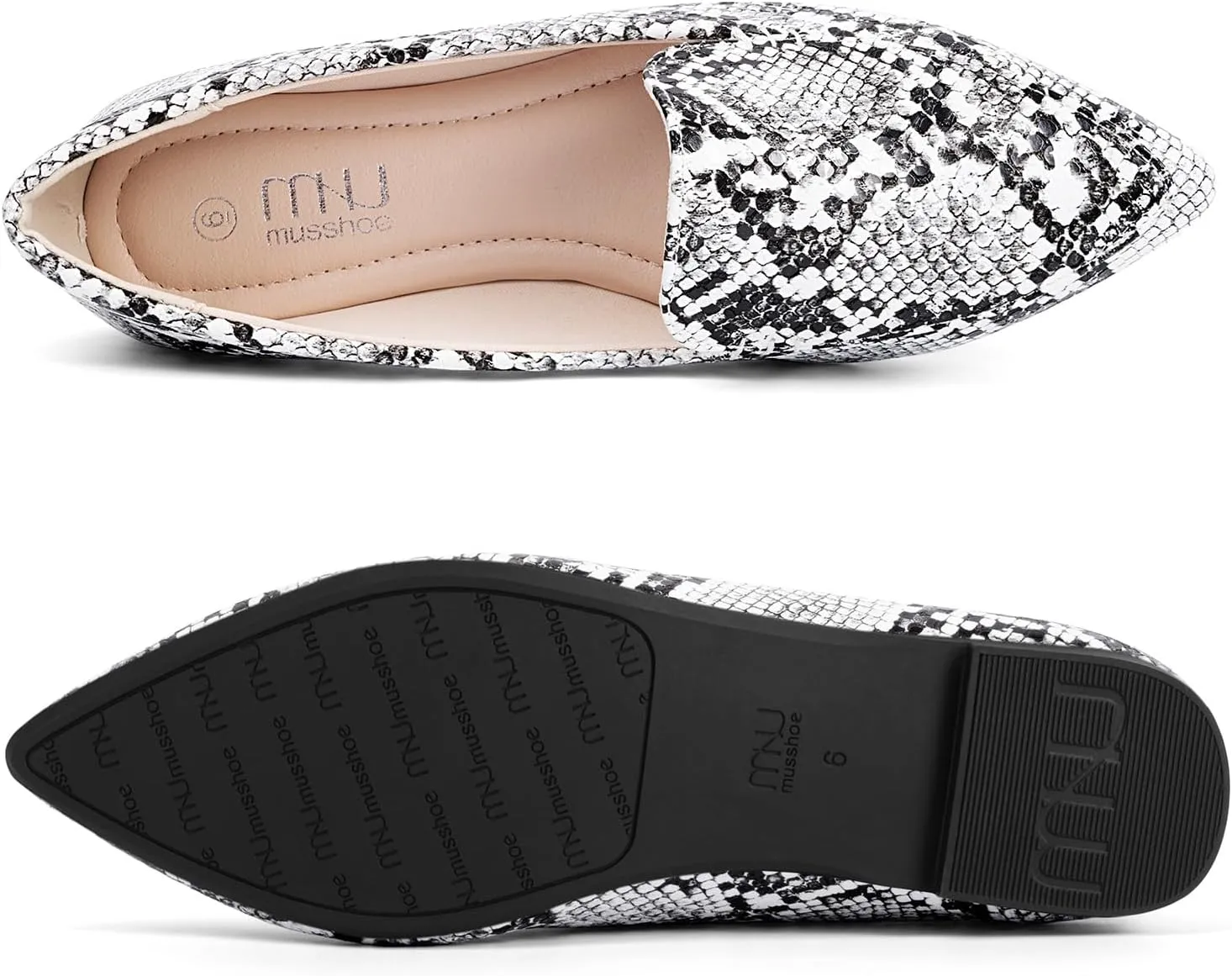MUSSHOE Loafers for Women Comfortable Pointed Toe Memory Foam Women's Loafers