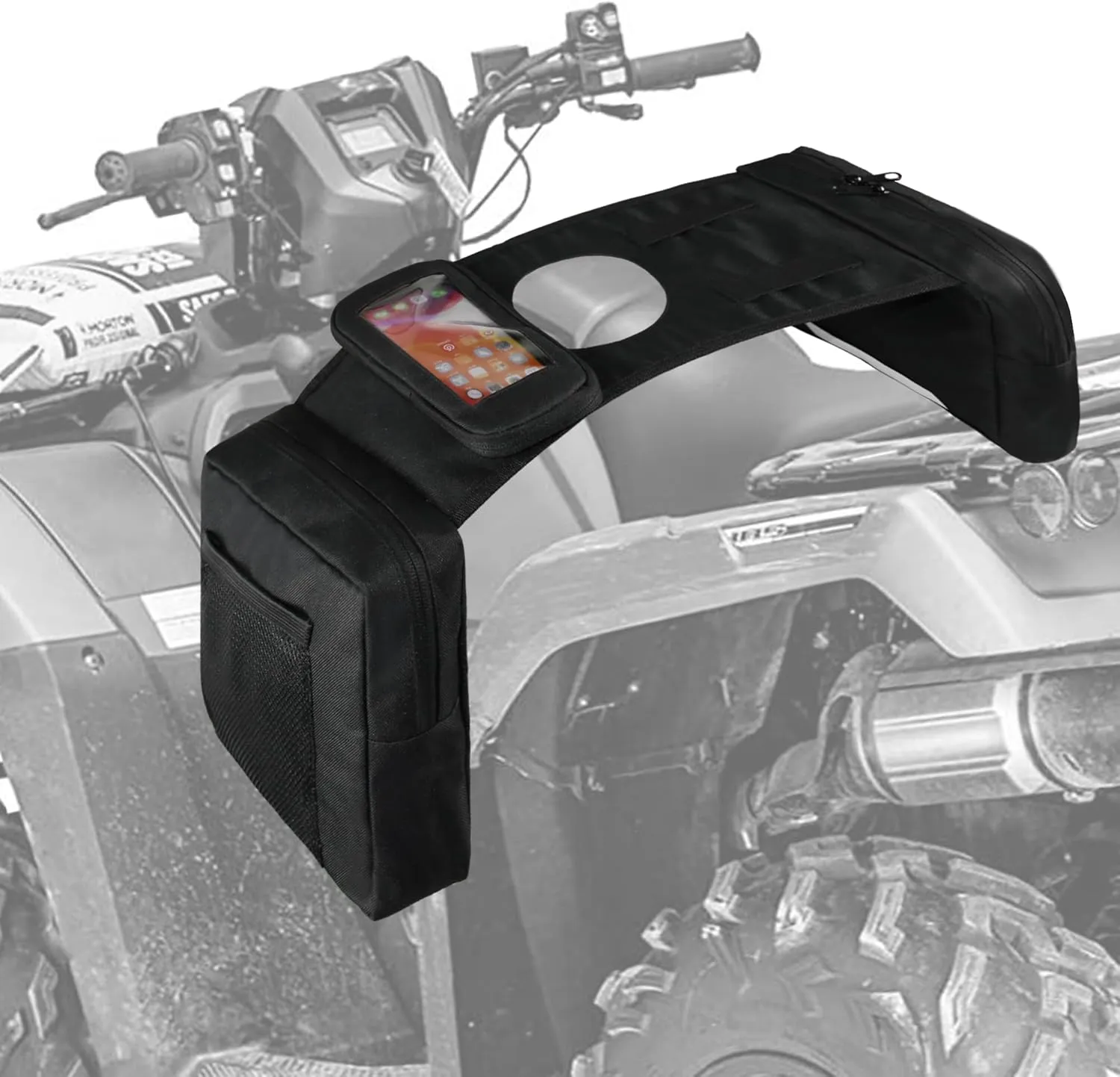 MYDAYS ATV Saddle Bag,Cargo Tank Phone Bag Storage Luggage for ATV UTV Snowmobile Motorcycle (Black1)