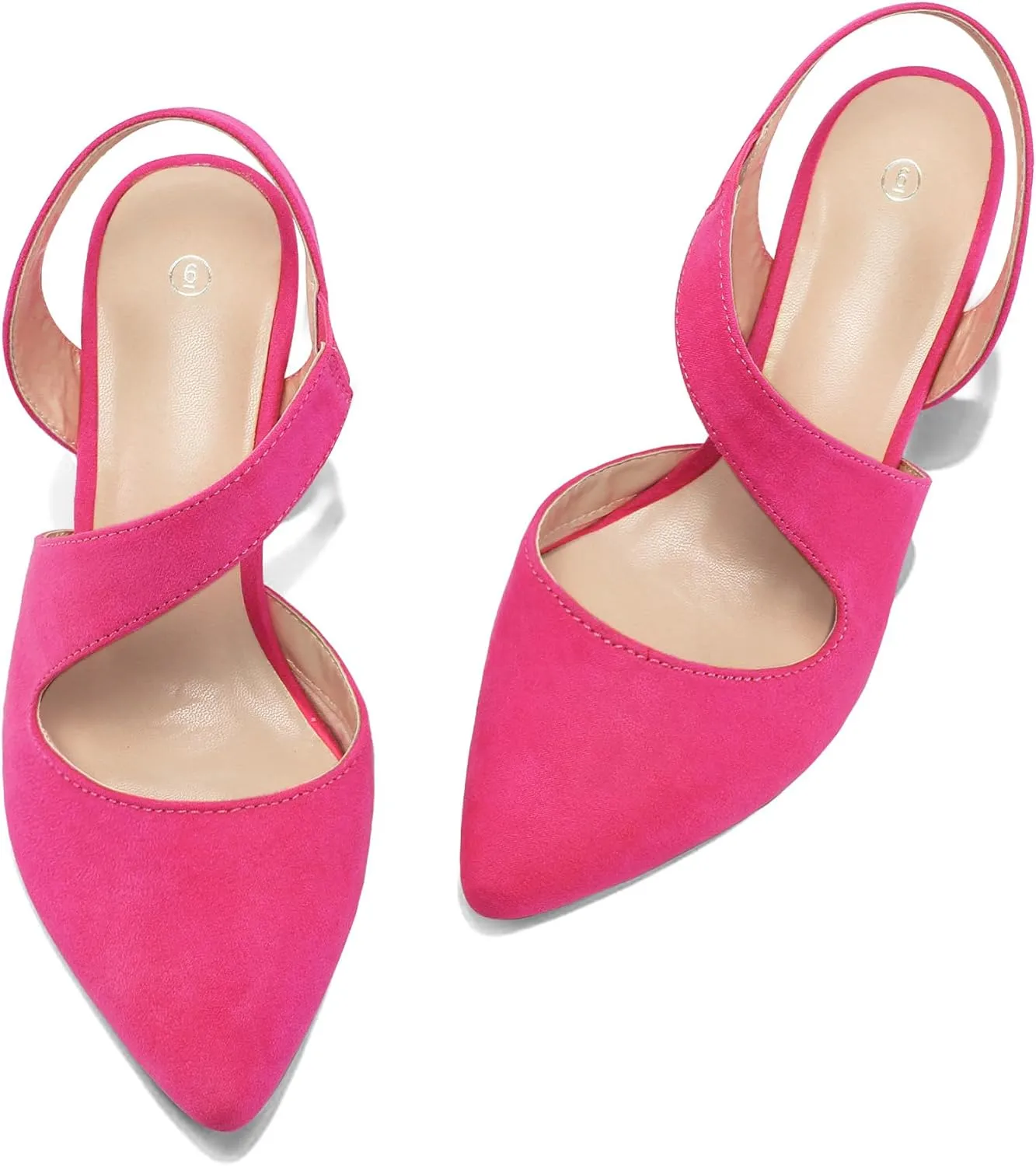 mysoft Women's Pumps 2 inch Low Heel Pointed Toe Slingback Wedding Party Dress Shoes