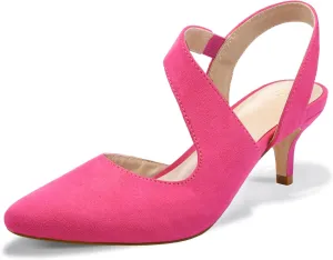 mysoft Women's Pumps 2 inch Low Heel Pointed Toe Slingback Wedding Party Dress Shoes
