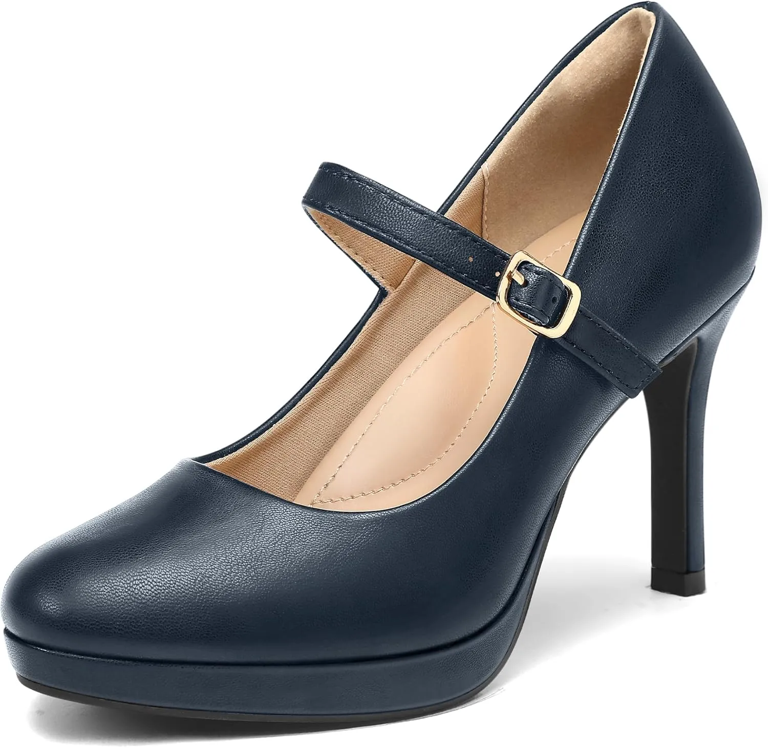 mysoft Women's Pumps Closed Toe Mary Jane Pumps Round Toe Platform High Heel Dress Shoes