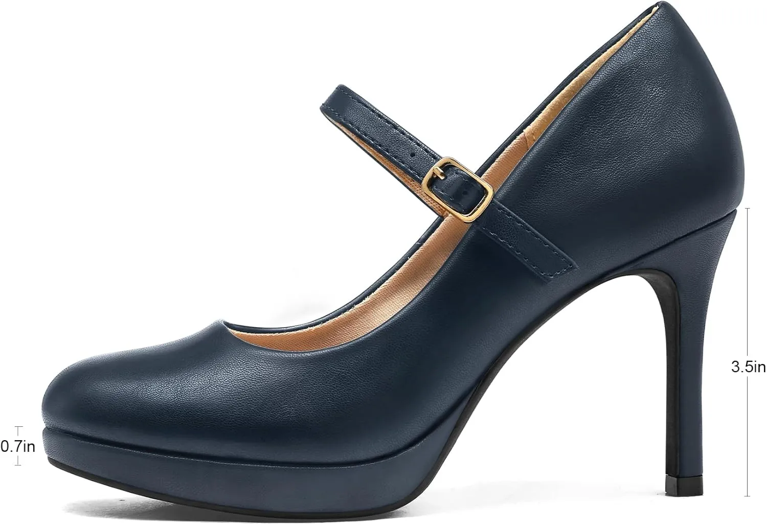 mysoft Women's Pumps Closed Toe Mary Jane Pumps Round Toe Platform High Heel Dress Shoes
